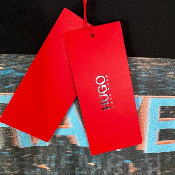 NWT Hugo Dafe Rave Print with 3m Hugo Logo T shirt in Black Size M - Picture 8 of 11